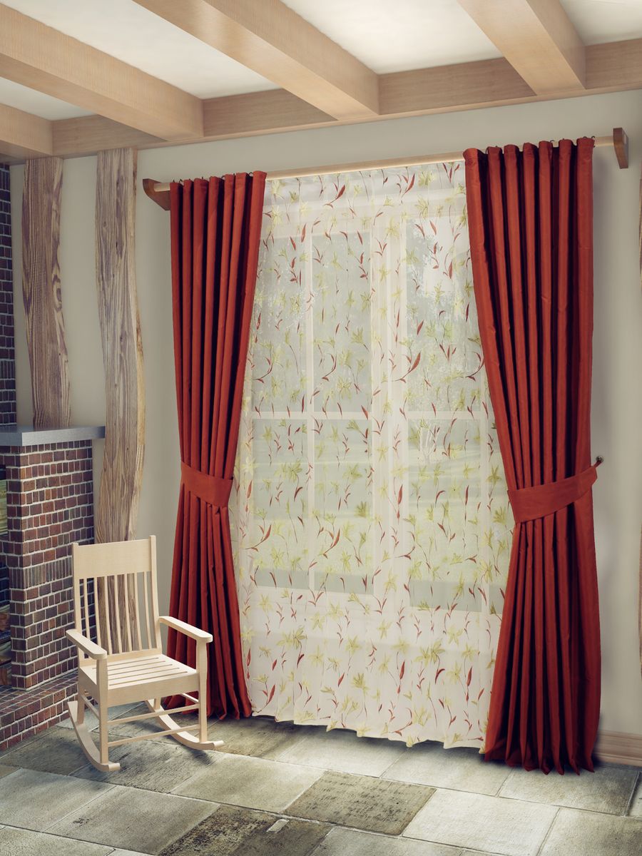Комплект штор Sanpa Home Collection Лили, на ленте, цвет: терракотовый, высота 260 см1004900000360 Комплект штор Sanpa Home Collection Лили, на ленте, цвет: терракотовый, высота 260 см1004900000360Комплект штор Лили, великолепно украсит любое окно. Комплект состоит из тюля, двух штор и двух подхватов. Оригинальный рисунок и приятная цветовая гамма привлекут к себе внимание и органично впишутся в интерьер помещения. Этот комплект будет долгое время радовать вас и вашу семью!В комплект входит: Тюль: 1 шт. Размер (Ш х В): 400 см х 260 см. Штора: 2 шт. Размер (Ш х В): 170 см х 260 см.Подхват: 2 шт.