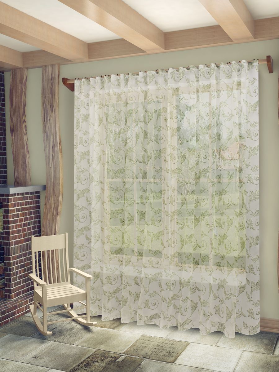 Тюль Sanpa Home Collection Изабелла, на ленте, цвет: белый, зеленый, высота 260 см10503 Тюль Sanpa Home Collection Изабелла, на ленте, цвет: белый, зеленый, высота 260 см10503Тюль Изабелла нежного цвета изготовлена из высококачественных материалов в технике деворе. Воздушная ткань привлечет к себе внимание и идеально оформит интерьер любого помещения. Деворе - это сложнейшая техника химического травления, при котором ткань приобретает великолепный, поистине волшебный вид. Изысканный атласный или бархатный рисунок буквально парит на матовом или прозрачном фоне, и материал становится лёгким, живым и объёмным.Крепление к карнизу осуществляется при помощи вшитой шторной ленты.