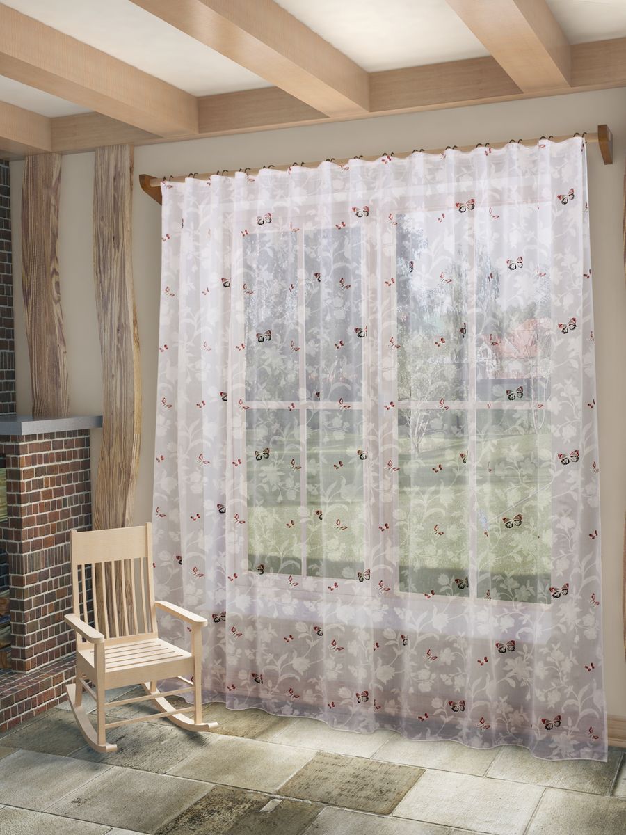 Тюль Sanpa Home Collection Батерфляй, на ленте, цвет: белый, красный, высота 280 смGC220/05 Тюль Sanpa Home Collection Батерфляй, на ленте, цвет: белый, красный, высота 280 смGC220/05Тюль Батерфляй нежного цвета изготовлена из искусственного льна в технике деворе. Воздушная ткань привлечет к себе внимание и идеально оформит интерьер любого помещения. Деворе – это сложнейшая техника химического травления, при котором ткань приобретает великолепный, поистине волшебный вид. Изысканный атласный или бархатный рисунок буквально парит на матовом или прозрачном фоне, и материал становится лёгким, живым и объёмным.Крепление к карнизу осуществляется при помощи вшитой шторной ленты.