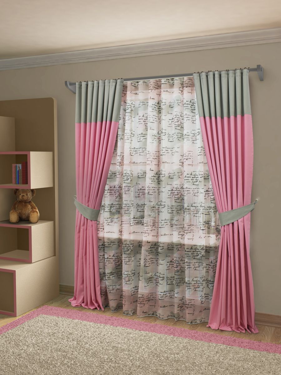 Комплект штор Sanpa Home Collection Сатера, на ленте, цвет: розовый, серый, высота 260 смHP10058/30/1E Пегги розовый, , 300*280 см Комплект штор Sanpa Home Collection Сатера, на ленте, цвет: розовый, серый, высота 260 смHP10058/30/1E Пегги розовый, , 300*280 смКомплект штор Сатера, великолепно украсит любое окно. Комплект состоит из тюли, двух штор и двух подхватов. Оригинальный рисунок и приятная цветовая гамма привлекут к себе внимание и органично впишутся в интерьер помещения. Этот комплект будет долгое время радовать вас и вашу семью!В комплект входит: Тюль: 1 шт. Размер (Ш х В): 400 см х 260 см. Штора: 2 шт. Размер (Ш х В): 180 см х 260 см. Подхваты: 2 шт.