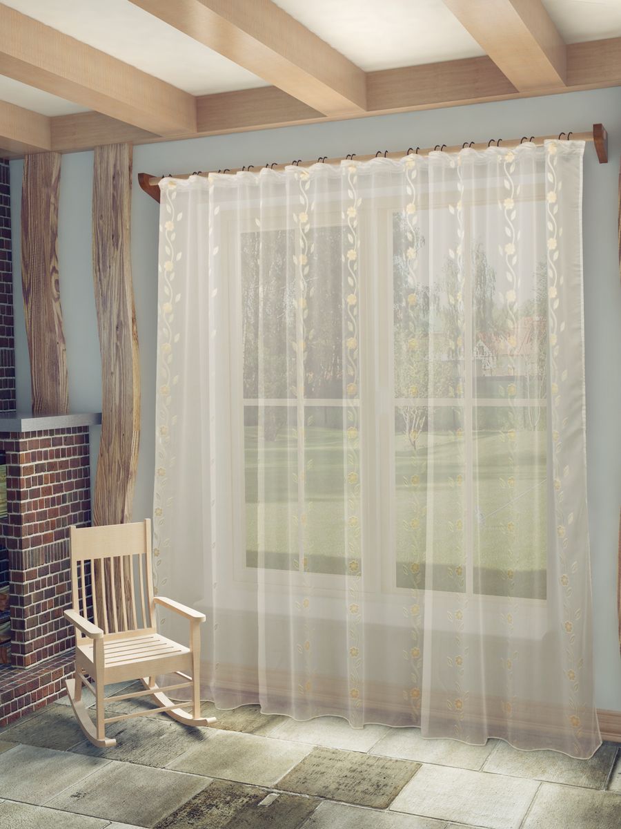 Тюль Sanpa Home Collection Розалия, на ленте, цвет: бело-золотистый, высота 260 см98299571 Тюль Sanpa Home Collection Розалия, на ленте, цвет: бело-золотистый, высота 260 см98299571Тюль Розалия нежного цвета изготовлена из высококачественных материалов. Воздушная ткань привлечет к себе внимание и идеально оформит интерьер любого помещения. Тюль сделает ваш интерьер более нежным, воздушным и невесомым. Можно драпировать окно только тюлью или только портьерами, но вместе они создают идеальную композицию. Мы рекомендуем под однотонные портьеры нейтральных тонов подбирать сложносочиненную тюль, с изысканной вышивкой и орнаментом, а под портьеры с рисунком или ярких тонов - выбирать тюль с минималистичным рисунком или вообще без него.Крепление к карнизу осуществляется при помощи вшитой шторной ленты.
