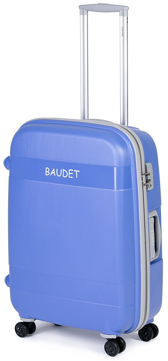 Чемодан Baudet, цвет: голубой, 65 х 45 х 25 см, 73 лBHL0708802-65 Чемодан Baudet, цвет: голубой, 65 х 45 х 25 см, 73 лBHL0708802-65Чемодан Baudet надежный и практичныйв путешествии.Выполнен из прочного и ударостойкого полипропилена, материал внутренней отделки - полиэстеровая ткань серого цвета. Чемодан содержит продуманную внутреннюю организацию. Имеется одно большое отделение, которое закрывается по периметру на застежку-молнию. Внутри содержатся два больших отдела для хранения одежды. Для легкой и удобной перевозки чемодан оснащен четырьмяколесами, вращающимися на 360 градусов. Телескопическая ручка выдвигается нажатием на кнопку и фиксируется в двух положениях. Сверху и сбоку предусмотрены ручки для поднятия чемодана.Гарантия на чемодан 2 года.Чемодан оснащен кодовым замком TSA, который исключает возможность взлома. Отверстие для ключав кодовом замке предназначено для работников таможни (открытие багажа для досмотра без присутствия хозяина). Ключ находится только у таможни и в комплекте с чемоданом не идет.