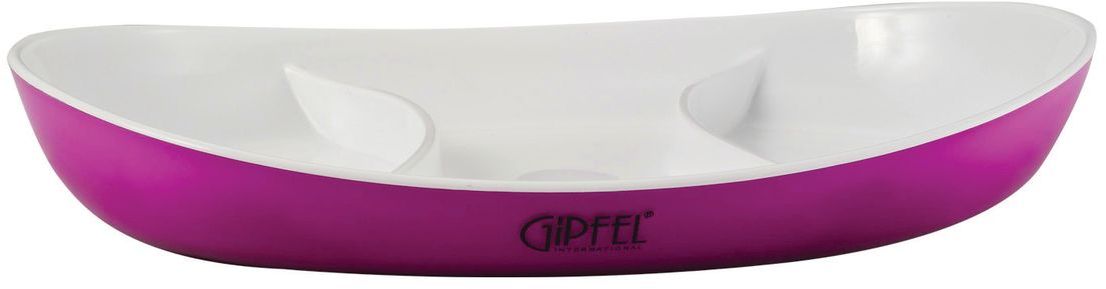 Менажница Gipfel, с двойными стенками, цвет: фиолетовый, 28 х 17 х 3,5 см115510 Менажница Gipfel, с двойными стенками, цвет: фиолетовый, 28 х 17 х 3,5 см115510Посуда Gipfel изготовлена только из качественных, экологически чистых материалов. Также уделяется особое внимание дизайну продукции, способному удовлетворять вкусы даже самых взыскательных покупателей. Сталь 8/10, из которой изготавливается посуда и аксессуары Gipfel, является уникальной. Она отличается высокими эксплуатационными характеристиками и крайне устойчива к физическим воздействиям. Сложно найти более подходящий для создания качественной кухонной посуды материал. Отличительной чертой металлической посуды, выполненной из подобной стали, является характерный сероватый оттенок поверхности и особый блеск. Это позволяет приготовить более здоровую пищу.