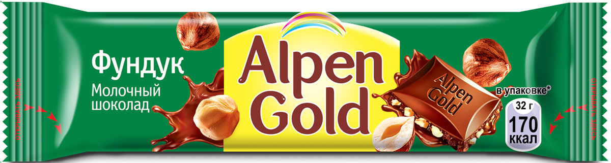 Alpen Gold шоколад с дробленым фундуком, 32 г0120710 Alpen Gold шоколад с дробленым фундуком, 32 г0120710Шоколад Альпен Гольд американской компании Крафт Фудс появился на российском рынке в 1994 году и сразу же обрел наибольшую популярность среди потребителей, которую не теряет и по сей день. Продукция торговой марки также представлена в Украине, Белоруссии и Польше.