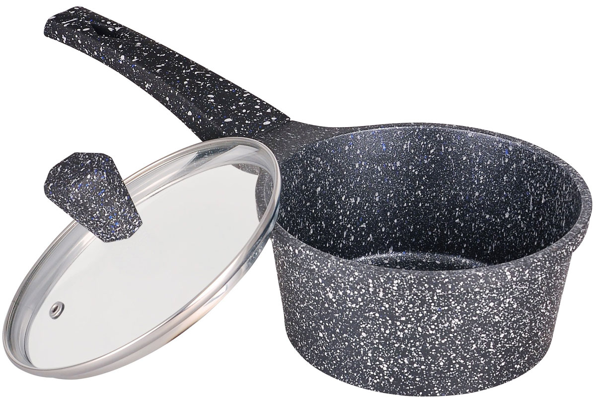 Ковш Winner Marble coating, с крышкой, с антипригарным мраморным покрытием, 1,2 л. WR-146854 009312 Ковш Winner Marble coating, с крышкой, с антипригарным мраморным покрытием, 1,2 л. WR-146854 009312Ковш 1,2 л / 16 см, толщина стенки - 2,0 мм, дна - 4,5 мм. Покрытие: внутри - антипригарное мраморное серое, снаружи - жаростойкое лаковое серое. Ручки бакелитовые с покрытием Soft Touch. Крышка стеклянная. Подходит для индукционных плит и чистки в посудомоечной машине. Состав: литой алюминий.