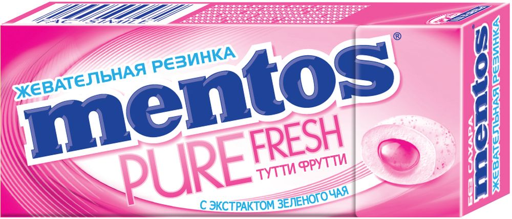 Mentos Pure Fresh Tutti-Frutti жевательная резинка, 16 шт по15 г0120710 Mentos Pure Fresh Tutti-Frutti жевательная резинка, 16 шт по15 г0120710Сочная жевательная резинка с жидким центром внутри и экстрактом зеленого чая, в удобном формате банки.