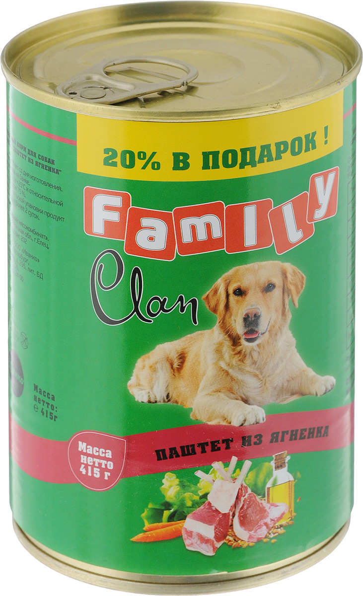 Консервы для собак Clan Family, паштет из ягненка, 415 г0550 Консервы для собак Clan Family, паштет из ягненка, 415 г0550Полнорационный влажный корм Clan Family для каждодневного питания взрослых собак. Консервы изготовлены из высококачественного мясного сырья. У корма насыщенный вкус и сбалансированный состав. Состав: ягненок и мясные субпродукты, злаки, желирующая добавка, растительное масло, соль, вода. Анализ: сырой протеин 8%, сырой жир 4,5%, сырая зола 2%, поваренная соль 0,5-0,7 г, фосфор 0,5 г, кальций 0,6 г.Энергетическая ценность в 100 г продукта: 72,5 кКал.Товар сертифицирован.