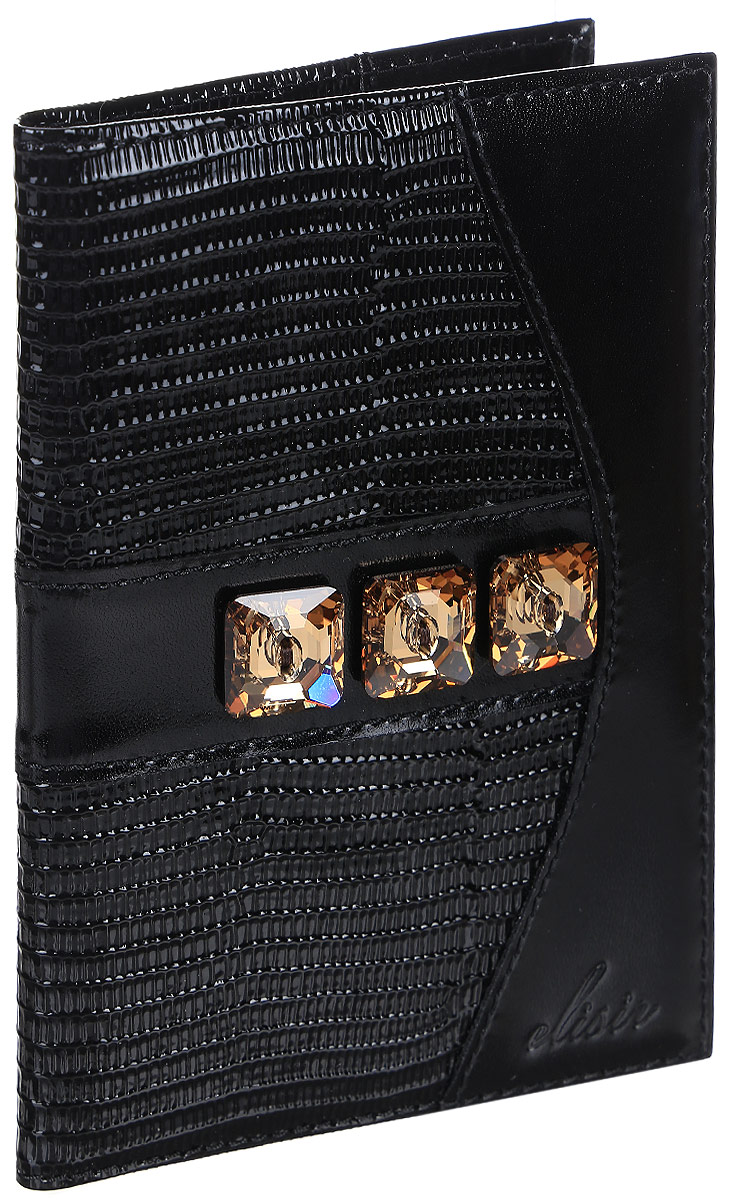 Бумажник водителя женский Elisir Bergamo Black, цвет: черный. EL-LK214-BV0013-000037 01 01 Бумажник водителя женский Elisir Bergamo Black, цвет: черный. EL-LK214-BV0013-000037 01 01Кожаный бумажник водителя Elisir, коллекция Bergamo black. На лицевой стороне сочетание кожи рептилия и гладкой чёрной кожи. Бумажник стандартного размера, из натуральной кожи, с композицией из трёх пришивных кристаллов Swarovski. Внутри 4 кармана для кредиток, 2 открытых кармана из кожи на передней стенке и 2 -на задней. Пластиковый блок с отделением для водительских прав, большим отделением для страховки и четырьмя небольшими отделениями (для паспорта транспортного средства и других документов). Упакован в подарочную коробку.