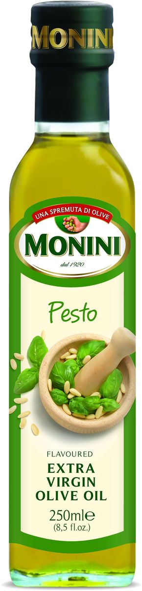 Monini масло оливковое Extra Virgin Pesto с базиликом и кедровыми орешками, 250 мл1610005/5 Monini масло оливковое Extra Virgin Pesto с базиликом и кедровыми орешками, 250 мл1610005/5Произведенное в Италии ароматное оливковое масло порадует вас терпким вкусом, с характерной для свежих оливок горчинкой, обогащенным нотками традиционного итальянского соуса песто.