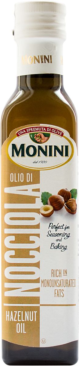 Monini масло из лесного ореха, 250 мл0120710 Monini масло из лесного ореха, 250 мл0120710Масло c приятным вкусом лесного ореха подходит для добавления в выпечку, заправки первых, вторых блюд, овощных салатов.