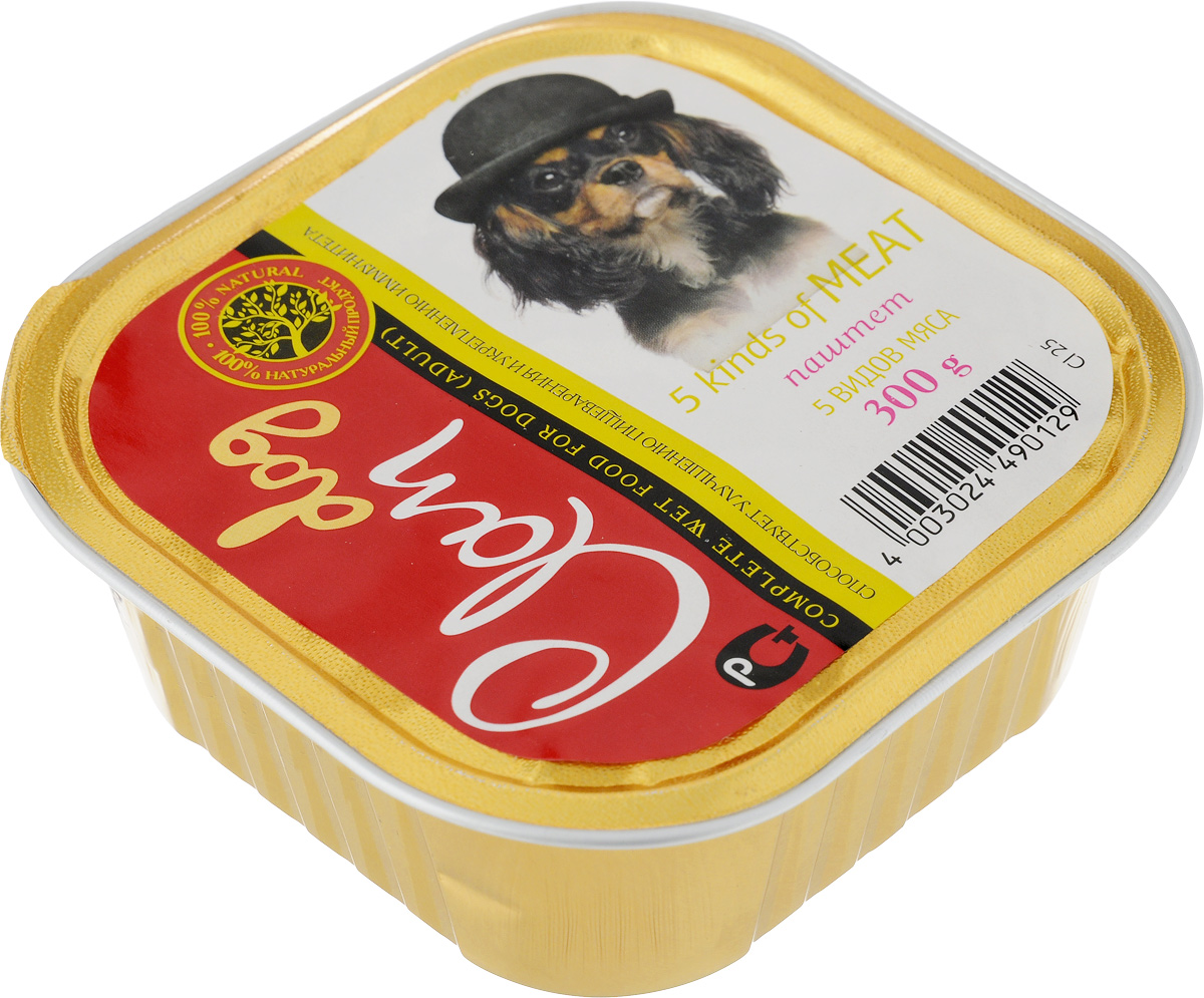 Консервы Clan Dog для взрослых собак, паштет. 5 видов мяса, 300 г0120710 Консервы Clan Dog для взрослых собак, паштет. 5 видов мяса, 300 г0120710Консервы Clan Dog изготовлены из натуральных ингредиентов так, чтобы ежедневная еда былалакомством. Высокая калорийность и питательная ценность, естественность - в консервах естьвсе, что нужно вашей собаке. Они хорошо усваиваются и подходят для тех животных, которыеотказываются от сухого корма. Консервы Clan Dog улучшают пищеварение и укрепляютиммунитет благодаря содержанию иммуноглобулинов. Без консервантов и искусственныхкрасителей. Консервы имеют аппетитный вид, удивительный аромат и приятный вкус, который понравитсяпитомцу! Товар сертифицирован!