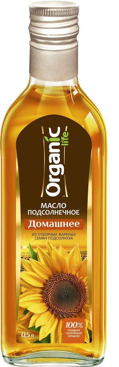 Organic Life масло подсолнечное Домашнее, 500 мл212026 Organic Life масло подсолнечное Домашнее, 500 мл212026Подсолнечное масло Домашнее марки Organic Life получено из отборных обжаренных семян подсолнечника по технологии холодного прессования. Именно такой метод изготовления позволяет сохранить все полезные свойства и изысканные вкусовые качества масла. Витамин Е в составе подсолнечного масла замедляет старение клеток и делает его омолаживающим продуктом, за счет мощных антиоксидантных свойств. Линолевая кислота способствует укреплению иммунной защиты организма. А витамины А и D нужны для поддержания в норме зрения, хорошего состояния костей и кожи. Масло обладает насыщенным пикантным вкусом, отлично подчеркнет вкус домашних солений и салатов.