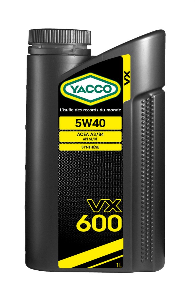 Масло моторное Yacco VX 600 5W40, 1 лкн12-60авц Масло моторное Yacco VX 600 5W40, 1 лкн12-60авцПРИМЕНЕНИЕ: Высокопроизводительное синтетическое масло для применения в бензиновых и дизельных двигателях Специально разработано и особо рекомендовано к применению в бензиновых (в особенности многоклапанных) и дизельных (в особенности турбированных системы Common Rail) двигателях. Оптимально подходит для автомобилей, требующих дополнительной защиты от износа и использующихся как в частых коротких поездках в городских условиях, так и в дальних поездках на высоких скоростях. Обеспечивает легкий пуск двигателя при сверхнизких температурах и надежную защиту от износа при высоких. Значительно превышает эксплуатационные требования норм ACEA A3/B4 и API SL/CF. ПРЕИМУЩЕСТВА: • Повышенная термическая устойчивость предотвращает образование отложений • Превосходные моющие и диспергирующие свойства • Оптимальное смазывание и защита узлов двигателя во всех температурных режимах • Особый пакет противоизносных и противозадирных присадок снижает трение и износ двигателя СПЕЦИФИКАЦИИ И ОДОБРЕНИЯ: ACEA A3/B4 • API SL/CF YACCO VX 600 5W-40 значительно превышает эксплуатационные требования норм ACEA A3/B4 и API SL/CF.