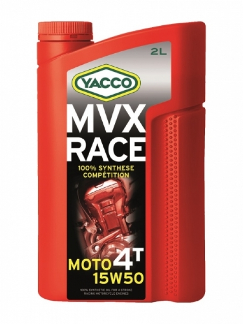 Масло Yacco MVX RACE 4T 15W50, для 4-тактных двигателей спортивных мотоциклов, 2 лкн12-60авц Масло Yacco MVX RACE 4T 15W50, для 4-тактных двигателей спортивных мотоциклов, 2 лкн12-60авцMVX RACE 4T 15W-50 100% синтетическое масло для 4-тактных двигателей спортивных мотоциклов ПРИМЕНЕНИЕ Специальная формула масла, разработанная для мотоциклов, участвующих в спортивных соревнованиях. Адаптировано и рекомендовано для следующих дисциплин: скоростные гонки, гонки на выносливость, мотокроссы, эндуро. Отличная смазка коробок передач и сцеплений в масляной ванне. Смешивается со смазочными материалами аналогичных классов. ПРЕИМУЩЕСТВА • Отличная стабильность масла в высокотемпературных режимах при самых жестких условиях эксплуатации. • Оптимальная и быстрая смазка узлов при запуске двигателя • Отличные моющие и диспергирующие свойства обеспечивают соответствующую чистоту двигателя • Улучшенная защита двигателя от износа • Поддержка оптимальных характеристик двигателя СПЕЦИФИКАЦИИ И ОДОБРЕНИЯ Разработанное для применения в спортивных соревнованиях масло MVX RACE 4T 15W-50 значительно превосходит характеристики, определенные международными стандартами
