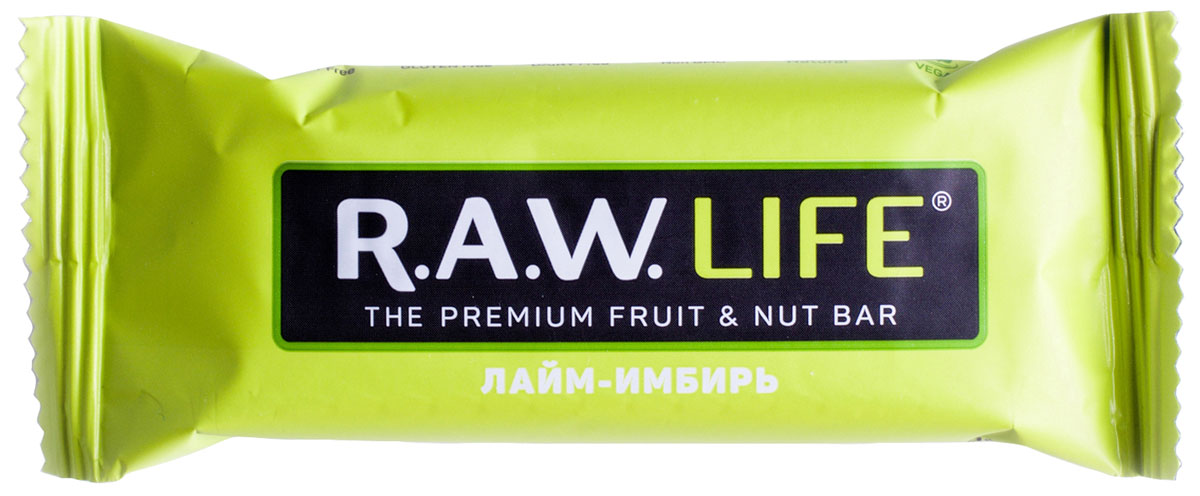 R.A.W.LIFE Лайм-Имбирь орехово-фруктовый батончик, 47 г0120710 R.A.W.LIFE Лайм-Имбирь орехово-фруктовый батончик, 47 г0120710Сочный вкус лайма в батончике сочетается с приятной горчинкой от имбиря и хрустящим миндалем. Этот батончик с большим содержанием витамина С и антиоксидантов создан для повышения иммунитета и улучшения самочувствия. Имбирь стимулирует пищеварение и понижает уровень холестерина в крови, а лайм защищает от простуды и успокаивает нервную систему. Берите с собой в долгие поездки или держите под рукой на работе. Стресс не застанет врасплох.