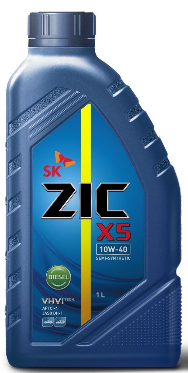 Масло моторное ZIC X5 Diesel, полусинтетическое, класс вязкости 10W-40, API CI-4, 1 л. 132660 моторное масло zic x7 diesel 10w 40 4л синтетическое