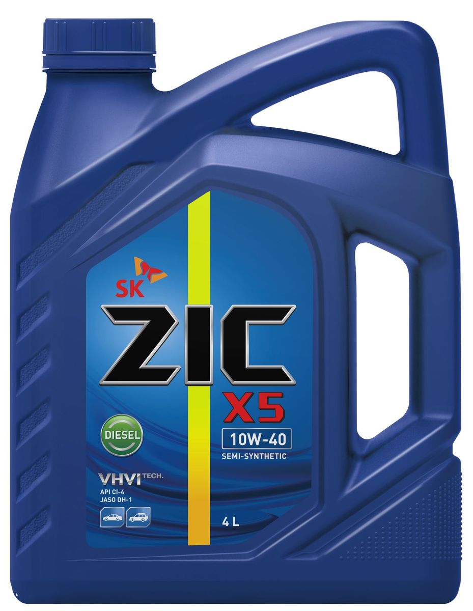 Масло моторное ZIC X5 Diesel, полусинтетическое, класс вязкости 10W-40, API CI-4, 4 л. 162660 моторное масло zic x7 diesel 10w 40 4л синтетическое