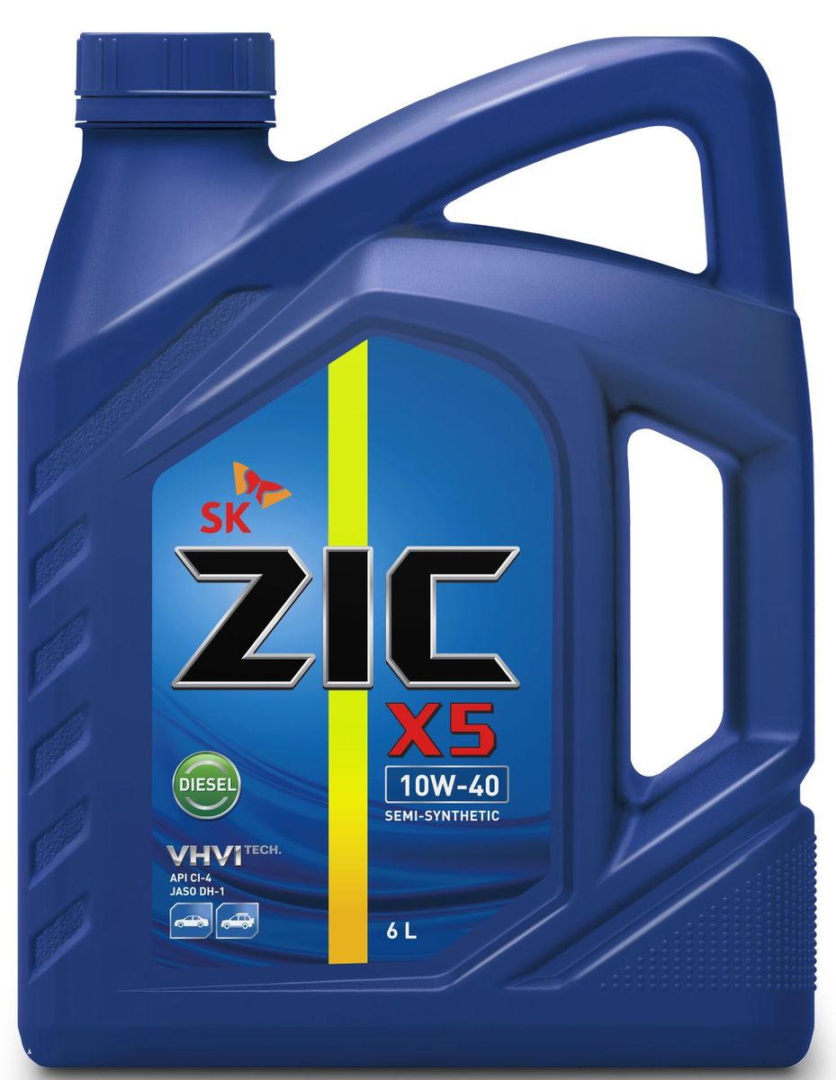 Масло моторное ZIC X5 Diesel, полусинтетическое, класс вязкости 10W-40, API CI-4, 6 л. 172660 моторное масло zic x7 diesel 10w 40 4л синтетическое