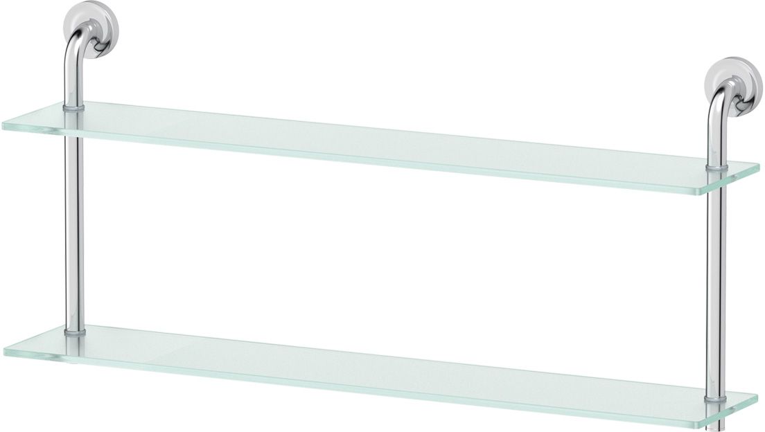 Полка для ванной Ellux Elegance, 2-х ярусная, 80 см, цвет: матовое стекло, хром. ELE 039RYN 005 Полка для ванной Ellux Elegance, 2-х ярусная, 80 см, цвет: матовое стекло, хром. ELE 039RYN 005Аксессуары торговой марки Ellux производятся на заводе ELLUX Gluck s.r.o., имеющем 20-летний опыт работы. Предприятие расположено в Злинском крае, исторически знаменитом своим промышленным потенциалом. Компоненты из всемирно известного богемского хрусталя выгодно дополняют серии аксессуаров. Широкий ассортимент, разнообразие форм, высочайшее качество исполнения и техническое?совершенство продукции отвечают самым высоким требованиям. Продукция завода Ellux представлена на российском рынке уже более 10 лет и за это время успела завоевать заслуженную популярность у покупателей, отдающих предпочтение дорогой и качественной продукции.100% made in Czech Republic Весь цикл производства изделий осуществляется на территории Чешской республики.В производстве полок используется высококачественное матированное стекло марки Satinovo Mate Clear.Saint-Gobain Glass признанный мировой лидер в производстве высококачественного стекла, поэтому для производства стеклянных полок применяется матовое стекло «Satinovo Mate Clear» 8 мм именно этого производителя.Стеклянные полки производятся из высококачественного матового стекла 8 мм «Satinovo Mate Clear» завода Saint-Gobain Glass Deutschland GMBH. Остальные стеклянные компоненты изготовлены из богемского хрусталя фабрики Crystal Bohemia, a.s.Варианты комплектации. Покупателям предоставляется возможность выбирать хрустальные компоненты (стакан, мыльница, дозатор жидкого мыла) в матовом и прозрачном исполнении. Обратите внимание, что хрустальные колбы туалетного ерша и стеклянные полки предлагаются только в матовом исполнении.Высококачественная латунь — дорогостоящий многокомпонентный медный сплав с основным легирующим элементом – цинком. Обладает высокой прочностью и коррозионной стойкостью. Считается лучшим материалом для изготовления аксессуаров, смесителей и другого сантехнического оборудования.Гарантия 15 лет. Длительный срок службы подтверждается 15-ти летней гарантией производителя при условии правильной эксплуатации.Проверенное временем качество продукции завода ELLUX Gluck s.r.o. позволяет производителю гарантировать длительный срок ее эксплуатации. Надежное крепление аксессуаров к стене обусловлено использованием качественных и прочных материалов крепежных элементов и хорошо продуманной конструкцией, разработанной с учетом возможных нагрузок.Премиум качество. Находясь в более доступном ценовом сегменте, аксессуары торговой марки ELLUX обладают всеми качествами продукции PREMIUMПроизведено в Чехии. Завод ELLUX Gluck s.r.o. — единственный производитель аксессуаров на территории Чешской Республики.Произведено в Чехии на заводе ELLUX Gluck s.r.o., который специализируется на производстве зеркал и аксессуаров для ванной комнаты.Ручная полировка позволяет добиваться превосходного результата обработки в труднодоступных местах аксессуара, в результате обеспечивая идеальную хромированную поверхность.В производстве аксессуаров используется высокосортная латунь, которая является идеальным материалом для эксплуатации в условиях повышенной влажности. Технически совершенные конструкции аксессуаров имеют надежное скрытое крепление к стене. Трудоемкая ручная полировка изделий до зеркального блеска и строгое соблюдение технологического цикла при гальванизации хромом обеспечивают идеально гладкую поверхность и высокую устойчивость покрытия.Сделано из латуни. Латунь, используемая в производстве аксессуаров, обладает высокой прочностью и коррозионной стойкостью, и считается лучшим материалом для изготовления аксессуаров.Сертификат экономической палаты Чешской Республики подтверждает, что весь цикл производства изделий осуществляется на территории ЧехииХром - очень прочный, износостойкий металл, обладающий корозийной стойкостьюДизайн и конструкция предмета продумана так, что все крепежные элементы не видны при его использовании