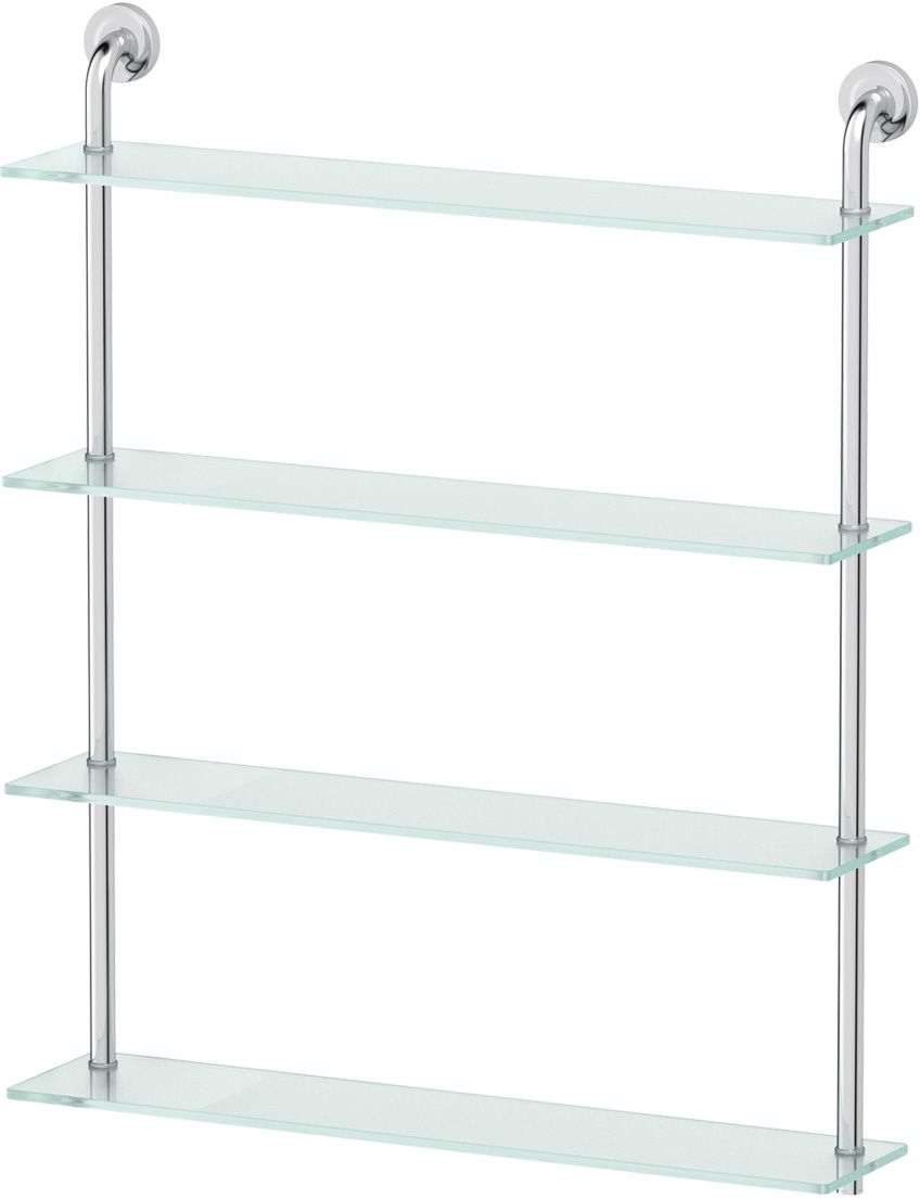 Полка для ванной Ellux Elegance, 4-х ярусная, 70 см, цвет: матовое стекло, хром. ELE 050CALMBG0i44 Полка для ванной Ellux Elegance, 4-х ярусная, 70 см, цвет: матовое стекло, хром. ELE 050CALMBG0i44Аксессуары торговой марки Ellux производятся на заводе ELLUX Gluck s.r.o., имеющем 20-летний опыт работы. Предприятие расположено в Злинском крае, исторически знаменитом своим промышленным потенциалом. Компоненты из всемирно известного богемского хрусталя выгодно дополняют серии аксессуаров. Широкий ассортимент, разнообразие форм, высочайшее качество исполнения и техническое?совершенство продукции отвечают самым высоким требованиям. Продукция завода Ellux представлена на российском рынке уже более 10 лет и за это время успела завоевать заслуженную популярность у покупателей, отдающих предпочтение дорогой и качественной продукции.100% made in Czech Republic Весь цикл производства изделий осуществляется на территории Чешской республики.В производстве полок используется высококачественное матированное стекло марки Satinovo Mate Clear.Saint-Gobain Glass признанный мировой лидер в производстве высококачественного стекла, поэтому для производства стеклянных полок применяется матовое стекло «Satinovo Mate Clear» 8 мм именно этого производителя.Стеклянные полки производятся из высококачественного матового стекла 8 мм «Satinovo Mate Clear» завода Saint-Gobain Glass Deutschland GMBH. Остальные стеклянные компоненты изготовлены из богемского хрусталя фабрики Crystal Bohemia, a.s.Варианты комплектации. Покупателям предоставляется возможность выбирать хрустальные компоненты (стакан, мыльница, дозатор жидкого мыла) в матовом и прозрачном исполнении. Обратите внимание, что хрустальные колбы туалетного ерша и стеклянные полки предлагаются только в матовом исполнении.Высококачественная латунь — дорогостоящий многокомпонентный медный сплав с основным легирующим элементом – цинком. Обладает высокой прочностью и коррозионной стойкостью. Считается лучшим материалом для изготовления аксессуаров, смесителей и другого сантехнического оборудования.Гарантия 15 лет. Длительный срок службы подтверждается 15-ти летней гарантией производителя при условии правильной эксплуатации.Проверенное временем качество продукции завода ELLUX Gluck s.r.o. позволяет производителю гарантировать длительный срок ее эксплуатации. Надежное крепление аксессуаров к стене обусловлено использованием качественных и прочных материалов крепежных элементов и хорошо продуманной конструкцией, разработанной с учетом возможных нагрузок.Премиум качество. Находясь в более доступном ценовом сегменте, аксессуары торговой марки ELLUX обладают всеми качествами продукции PREMIUMПроизведено в Чехии. Завод ELLUX Gluck s.r.o. — единственный производитель аксессуаров на территории Чешской Республики.Произведено в Чехии на заводе ELLUX Gluck s.r.o., который специализируется на производстве зеркал и аксессуаров для ванной комнаты.Ручная полировка позволяет добиваться превосходного результата обработки в труднодоступных местах аксессуара, в результате обеспечивая идеальную хромированную поверхность.В производстве аксессуаров используется высокосортная латунь, которая является идеальным материалом для эксплуатации в условиях повышенной влажности. Технически совершенные конструкции аксессуаров имеют надежное скрытое крепление к стене. Трудоемкая ручная полировка изделий до зеркального блеска и строгое соблюдение технологического цикла при гальванизации хромом обеспечивают идеально гладкую поверхность и высокую устойчивость покрытия.Сделано из латуни. Латунь, используемая в производстве аксессуаров, обладает высокой прочностью и коррозионной стойкостью, и считается лучшим материалом для изготовления аксессуаров.Сертификат экономической палаты Чешской Республики подтверждает, что весь цикл производства изделий осуществляется на территории ЧехииХром - очень прочный, износостойкий металл, обладающий корозийной стойкостьюДизайн и конструкция предмета продумана так, что все крепежные элементы не видны при его использовании