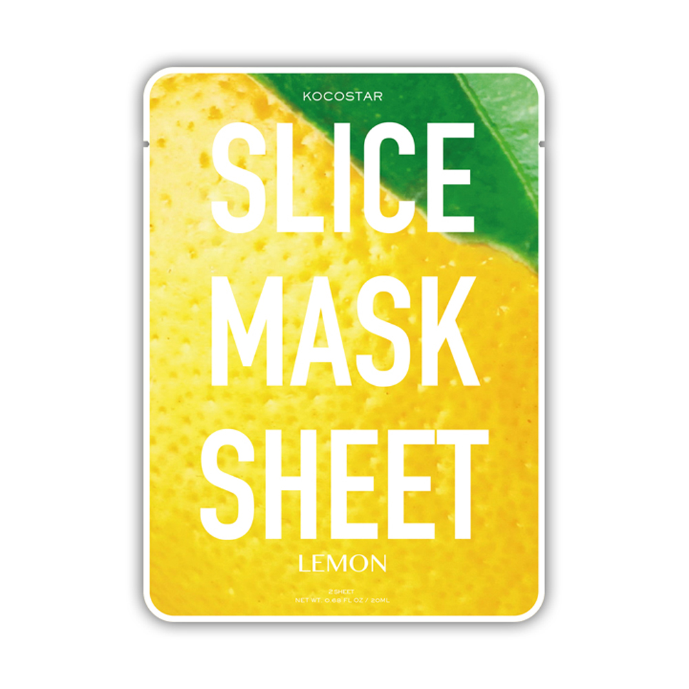 Kocostar Маска-слайс для лица Лимон, 20 мл / Slice Mask Sheet (Lemon)FS-00897 Kocostar Маска-слайс для лица Лимон, 20 мл / Slice Mask Sheet (Lemon)FS-00897Тусклый безжизненный цвет лица? Пора детокса и увлажнения!Оригинальная и очень эффективная маска в виде ломтиков сочного лимона специально разработана для улучшения тона кожи и здорового сияния. Экстракт лимона, обладающий антиоксидантным воздействием, за счет высого содержания витамина С отбеливает кожу, а аромат лимона заряжает энергией и свежестью! Маска-слайс содержит гиалуроновую кислоту и коллаген, которые обеспечивают глубокое увлажнение и активацию защитных свойств кожи. Слайсы подходят для всех типов кожи, кроме чувствительной.