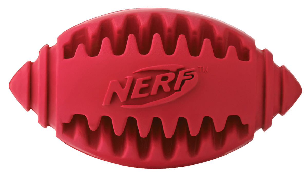 Игрушка для собак Nerf Мяч для регби, рифленый, цвет: красный, 8 см0120710 Игрушка для собак Nerf Мяч для регби, рифленый, цвет: красный, 8 см0120710Мяч-регби Nerf выполнен из сверхпрочной резины для удовлетворения жевательных инстинктов вашего питомца.Оптимален для игры с собакой дома и на свежем воздухе.Подходит собакам с самой мощной челюстью.Высококачественные прочные материалы, из которых изготовлена игрушка, обеспечивают долговечность использования.В выемки возможно поместить любимые лакомства вашего питомца для большей заинтересованности в игре и для усиления охотничьего инстинкта.Яркие привлекательные цвета.Размер S: 8 см.