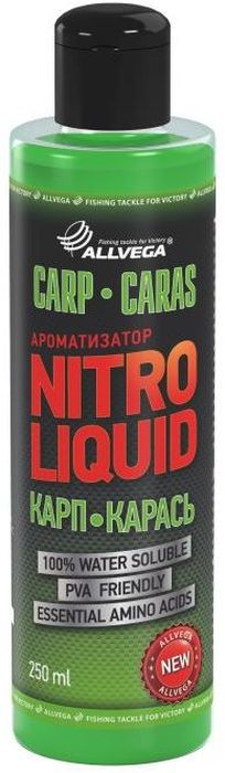 Ароматизатор жидкий для рыбалки ALLVEGA Nitro Liquid Carp Caras, карп, карась, 250 мл1305R Ароматизатор жидкий для рыбалки ALLVEGA Nitro Liquid Carp Caras, карп, карась, 250 мл1305RУниверсальный, ароматизированный комплекс для привлечения карпа и карася.