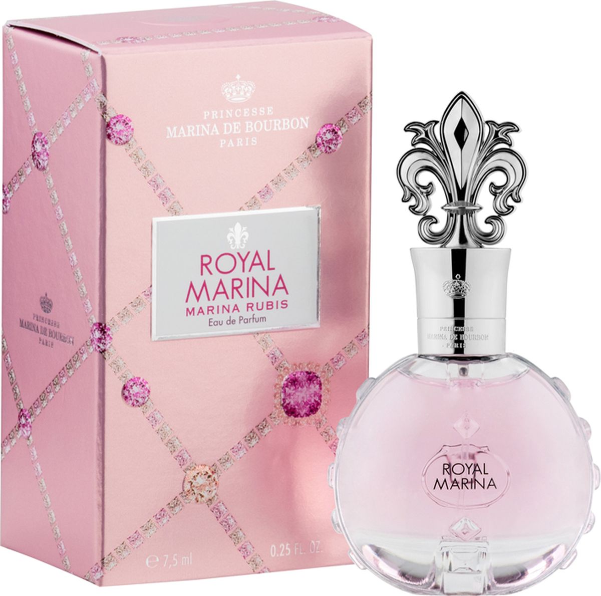 Princesse Marina De Bourbon Paris Royal Marina - Marina Rubis Парфюмерная вода 7,5 мл28032022 Princesse Marina De Bourbon Paris Royal Marina - Marina Rubis Парфюмерная вода 7,5 мл28032022ФЛАКОН: Pаспространяя вокруг изысканный аромат, изящный и великолепный, словно рубиновый наряд, она держится по-королевски, оставляя после себя соблазнительный элегантный шлейф. Утонченный флакон, гармоничный и роскошный, инкрустирован тонко ограненными драгоценными камнями и печатью Royal Marina. Флакон увенчан колпачком в форме геральдической лилии, что делает его еще более желанным сокровищем династии. Его прозрачность акцентирует внимание на чистоте и нежности аромата. АРОМАТ: Всего несколько капель Royal Marina Rubis заставят вас почувствовать дрожащие ноты этого удивительного незабываемого аромата. Базой аромата являются Роза и белые ноты Мимозы и Жасмина, сочетающиеся с сияющей комбинацией игристых пикантных Фруктовых нот и основанием из Янтаря и Сандалового дерева. Легкомысленный, цветочный и чувственный Royal Marina Rubis - это захватывающий аромат для деликатной женщины, которая стремится продемонстрировать свой шарм и женственность.