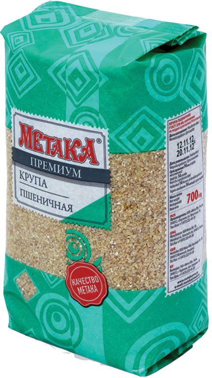 Метака крупа пшеничная, 700 г0120710 Метака крупа пшеничная, 700 г0120710Пшеничная крупа представляет собой один из самых лучших натуральных источников энергии, а также оказывает общеукрепляющее воздействие на организм. К достоинствам и преимуществам пшеничной крупы Метака относится способность укреплять иммунную систему, восполнять недостаток витаминов и минералов, а также нормализовать кислотно-щелочной баланс в организме. Пшеничную кашу Метака любят взрослые и дети за ее нежный вкус и аппетитный аромат. Пшеничная крупа великолепно сочетается как с овощами, так и с мясными блюдами.