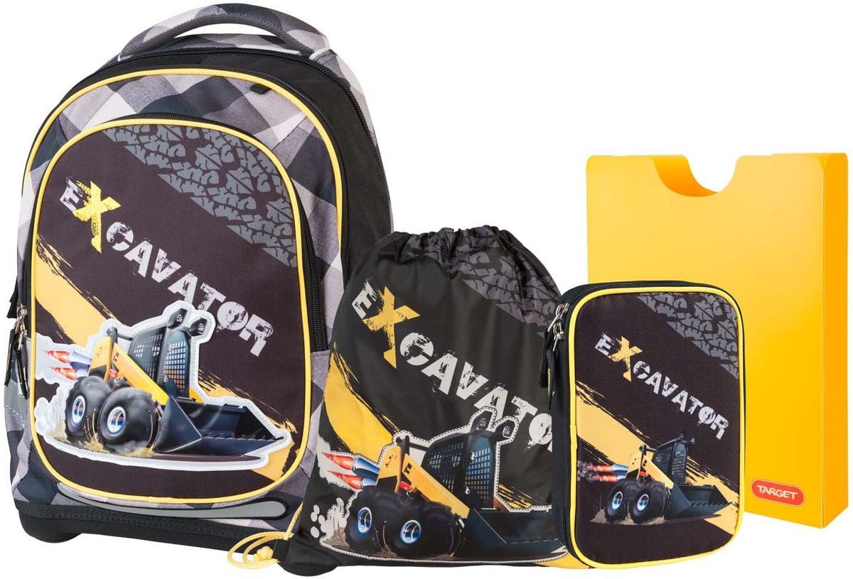 Target Collection Ранец школьный Экскаватор 2 4 в 172523WD Target Collection Ранец школьный Экскаватор 2 4 в 172523WDРанец изготовлен из современных, прочных материалов. Техническими особенностями ранца является система Flexiball - поясничная поддержка, правильно распределяет вес ранца, автоматически подстраивается под ребенка, и поэтому обеспечивает идеальное положение в области поясницы ребёнка. Плечевые лямки можно регулировать для каждого ребенка индивидуально, содержат вентиляционные отверстия, оснащены ЭКО-пеной. Светоотражающий материал присутствует на передней, боковой и задней частях рюкзака, что позволяет сделать вашего ребенка более заметным, а так же обезопасить его не только днем, но и ночью. Молнии рюкзака прочные, металлические. В комплект данного набора входит сам ранец, сумка для сменной обуви, , пенал с канцтоварами( В наполнение пенала входит точилка, ластик, три шариковые ручки синего, черного и красного цвета, два графитовых простых карандаша, 12 цветных карандашей бренда FILA Италия, 12 фломастеров бренда FILA Италия, клей, ножрницы), папка-держатель из ЭКО-пластика формата А4. При создании данной модели используются улучшенные материалы (3D), которые имеют свойство «дышать». Благодаря этим материалам воздух циркулирует, и следовательно, спина ребёнка не будет потеть. Дополнительно, имеется грудное крепление-стяжка для фиксации на плечах и поясничное крепление для фиксации на поясе ребенка, они установлены так, чтобы порфель самыми оптимальным образом сидел на на теле ребенка. Правильно используя ремни, вес портфеля распределяется следующим образом: 50% на бедра и 50% на поясничную часть, что ощутимо позволяет уменьшить нагрузку и усилия при ходьбе. Мягкая ручка в верхней части позволяет сделать ношение в руке более удобным и комфортным. Дно портфеля изготовлено из качественного и прочного материала. Внутри вложенные угловые элементы, чтобы не было прямого контакта с грунтом и таким образом, образуется защита от грязи. Порфель предназначен для детей ростом от 110 см: размер M - для детей ростом между 110 и 125 см;размер L подходит для детей ростом между 125 и 140 см;размер XL - для детей выше 140 см.