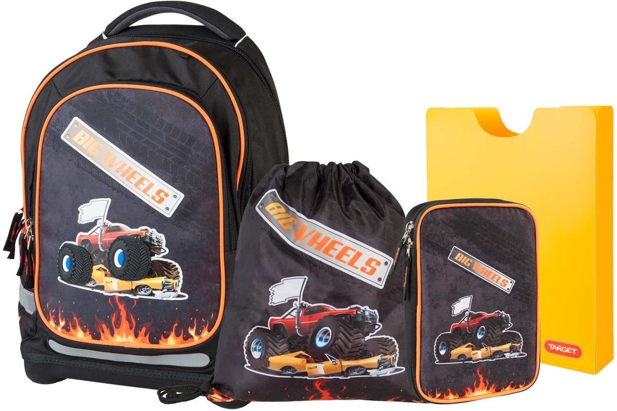 Target Collection Ранец школьный Большие колеса 4 в 172523WD Target Collection Ранец школьный Большие колеса 4 в 172523WDРанец изготовлен из современных, прочных материалов. Техническими особенностями ранца является система Flexiball - поясничная поддержка, правильно распределяет вес ранца, автоматически подстраивается под ребенка, и поэтому обеспечивает идеальное положение в области поясницы ребёнка. Плечевые лямки можно регулировать для каждого ребенка индивидуально, содержат вентиляционные отверстия, оснащены ЭКО-пеной. Светоотражающий материал присутствует на передней, боковой и задней частях рюкзака, что позволяет сделать вашего ребенка более заметным, а так же обезопасить его не только днем, но и ночью. Молнии рюкзака прочные, металлические. В комплект данного набора входит сам ранец, сумка для сменной обуви, , пенал с канцтоварами( В наполнение пенала входит точилка, ластик, три шариковые ручки синего, черного и красного цвета, два графитовых простых карандаша, 12 цветных карандашей бренда FILA Италия, 12 фломастеров бренда FILA Италия, клей, ножрницы), папка-держатель из ЭКО-пластика формата А4. При создании данной модели используются улучшенные материалы (3D), которые имеют свойство «дышать». Благодаря этим материалам воздух циркулирует, и следовательно, спина ребёнка не будет потеть. Дополнительно, имеется грудное крепление-стяжка для фиксации на плечах и поясничное крепление для фиксации на поясе ребенка, они установлены так, чтобы порфель самыми оптимальным образом сидел на на теле ребенка. Правильно используя ремни, вес портфеля распределяется следующим образом: 50% на бедра и 50% на поясничную часть, что ощутимо позволяет уменьшить нагрузку и усилия при ходьбе. Мягкая ручка в верхней части позволяет сделать ношение в руке более удобным и комфортным. Дно портфеля изготовлено из качественного и прочного материала. Внутри вложенные угловые элементы, чтобы не было прямого контакта с грунтом и таким образом, образуется защита от грязи. Порфель предназначен для детей ростом от 110 см: размер M - для детей ростом между 110 и 125 см;размер L подходит для детей ростом между 125 и 140 см;размер XL - для детей выше 140 см.