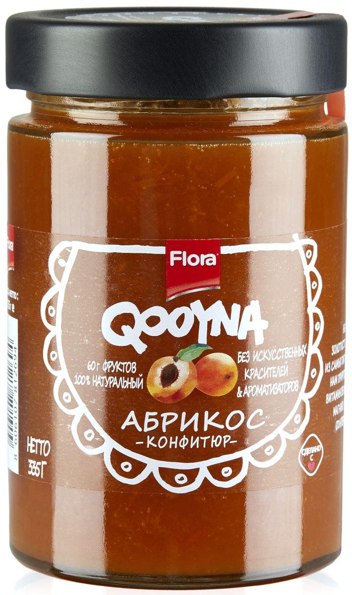 Qooyna Абрикос конфитюр, 335 г0120710 Qooyna Абрикос конфитюр, 335 г0120710Классический итальянский джем из спелых абрикосов. Прекрасно подходит для сладких начинок или как дополнение к разным блюдам: от мороженого и йогуртов до блинчиков.