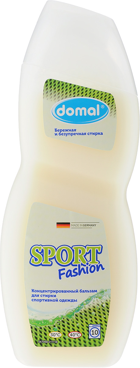 Бальзам для стирки спортивной одежды Domal Sport Fashion, 750 млS03301004 Бальзам для стирки спортивной одежды Domal Sport Fashion, 750 млS03301004Бальзам для стирки спортивной одежды Domal Sport Fashion можно использовать как самостоятельное средство для стирки спортивной одежды и обуви, кроссовок, одежды для активного отдыха, туризма, рыбалки, пуховиков, курток и горнолыжных комбинезонов, термобелья, одежды из мембранных тканей. Даже после многочисленных стирок ваши вещи не потеряют свои уникальные свойства и будут выглядеть как новые. Уникальный состав средства, разработанный и произведенный в Германии, тщательно и бережно очистит вашу одежду, сохранив ее уникальные свойства: - водонепроницаемость мембранных тканей, - структуру, форму и свойства пуха и пера,- температурную защиту, - цвет и форму, а также специальные пропитки, покрытия, аппликации из ткани. Предназначено для всех типов стиральных машин и ручной стирки при температуре от 30 до 40С. Дерматологически протестировано, безопасно для кожи.Способ применения:Машинная стирка на 2,5 кг сухого белья: легкая степень загрязнения - 2 колп. = 74 мл, средняя - 2,5 колп. = 92,5 мл, сильная - 3 колп.= 111 мл.Ручная стирка: на 5 л воды 0,5 колп. = 18,5 мл. Экономичность: 1 флакон средства для стирки до 25 кг сухого белья. Обратите внимание на рекомендации по уходу,указанные на изделии. Состав (согласно нормам ЕС): 5-15% анионные ПАВ,неионные ПАВ, менее 5% мыло, фосфонаты,консерванты (метилизотиазолинон, бензизотиазолинон), энзимы, ароматизаторы (лимонен,бутилфенилметилпропионал, гексил циннамал, амил циннамал).Товар сертифицирован.Уважаемые клиенты! Обращаем ваше внимание на возможные изменения в дизайне упаковки. Качественные характеристики товара остаются неизменными. Поставка осуществляется в зависимости от наличия на складе.