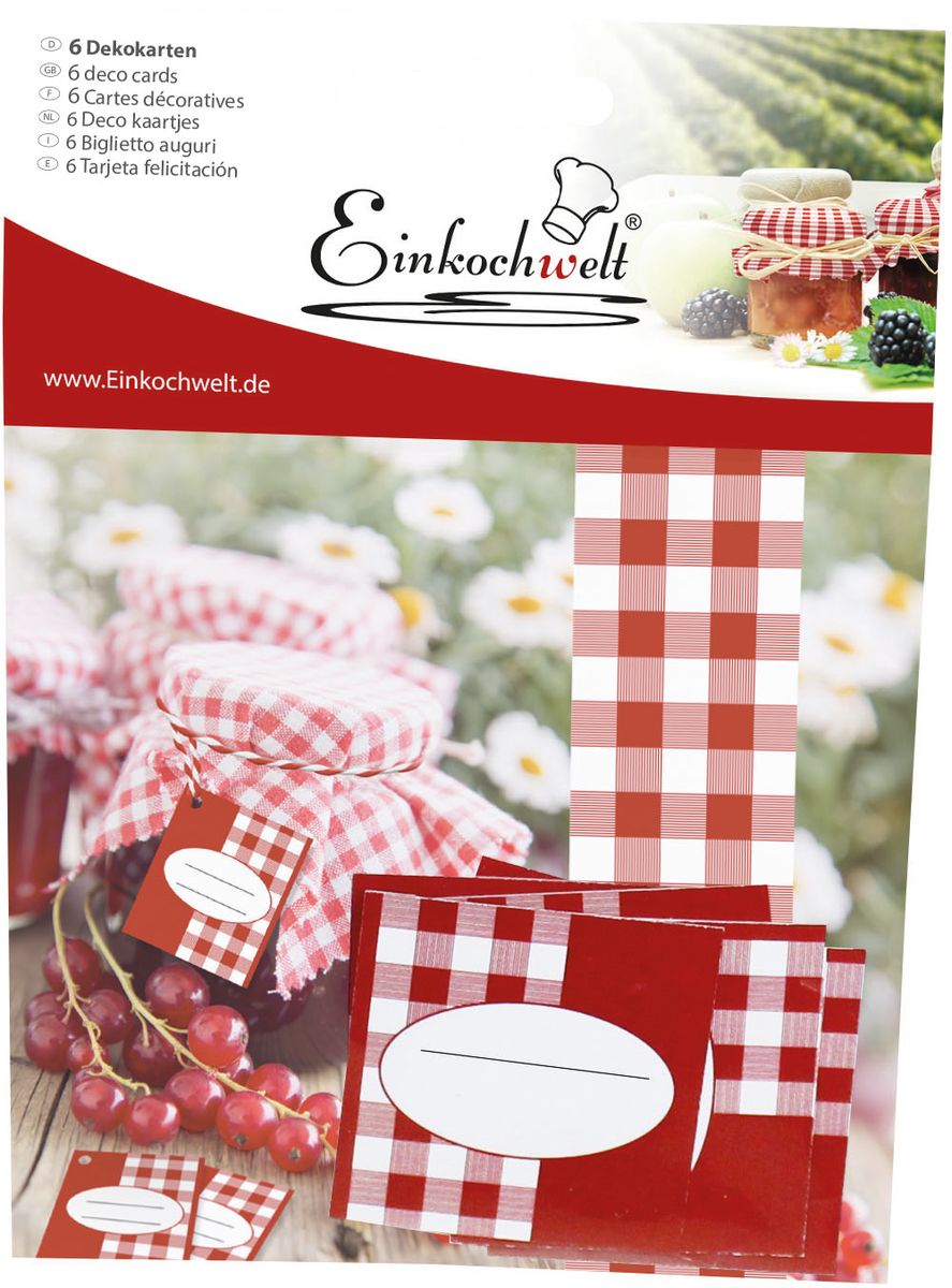 Набор этикеток Einkochwelt, 5 х 6 см. 6 шт54 009312 Набор этикеток Einkochwelt, 5 х 6 см. 6 шт54 009312Оригинальные этикетки на банки и бутылки Einkochwelt станут прекрасным украшением ваших домашних заготовок и других продуктов. Вы никогда не забудете состав и дату изготовления продукта.Размеры: 5 х 6 см.
