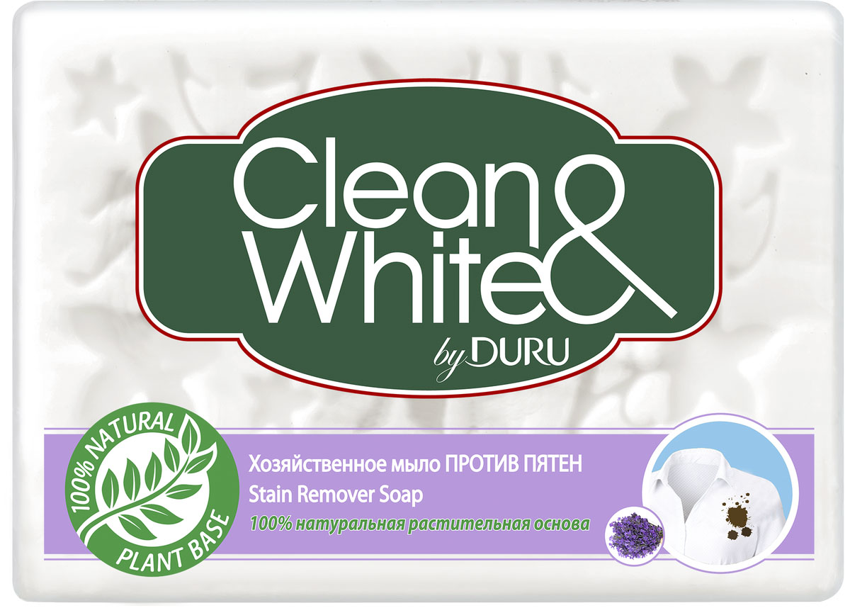 Duru Clean&White Хозяйственное Мыло Пр.пят.125гMP59.3D Duru Clean&White Хозяйственное Мыло Пр.пят.125гMP59.3DХозяйственное мыло Duru подходит для любого использования: от стирки до личной гигиены. Это мыло можно использовать как в холодной, так и в горячей воде, оно не вызывает аллергии,а благодаря содержанию глицерина и смягчающими компонентами, обеспечивает коже дополнительный уход.. Белоснежного цвета,с легким приятным запахом. Гипоаллергенное.