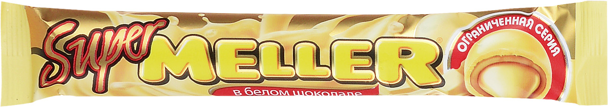 Super Meller ирис с белым шоколадом, 36 г0120710 Super Meller ирис с белым шоколадом, 36 г0120710Новый Super Meller - ощутите сладковатый аромат ванили и нежный ирис Meller. Каждая отдельная ириска, которая находится в этой продолговатой упаковке, изготовлена из белого шоколада и имеет форму объемного диска, а в самой ее середине кроется начинка из тягучего и невероятно вкусного белого шоколада. В одной упаковке 6 конфет.