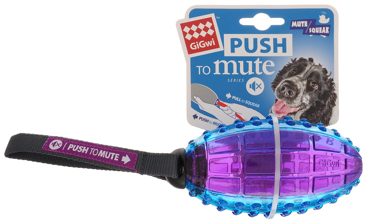 Игрушка для собак GiGwi Регби мяч, с отключаемой пищалкой, 12 х 7 см75022A Игрушка для собак GiGwi Регби мяч, с отключаемой пищалкой, 12 х 7 см75022AИгрушка для собак GiGwi Регби мяч сделана из высококачественной резины. Она предназначена как для средних, так и для крупных пород собак. Вы можете включать и отключать пищалку в зависимости от ситуации. Чтобы отключить пищалку - втолкните ее внутрь игрушки, чтобы включить - потяните за ремешок.