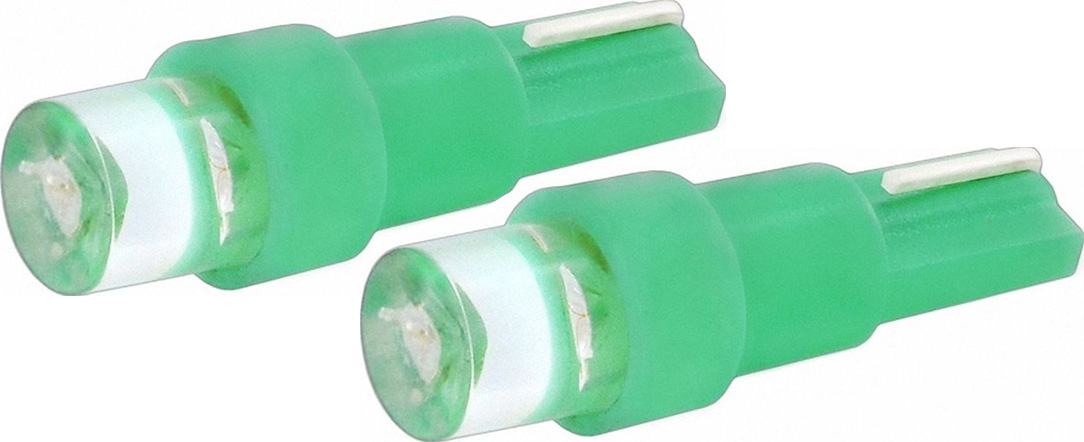 Автолампа светодиодная Jpower, цвет: зеленый, 2 шт. T5-1LED10501 Автолампа светодиодная Jpower, цвет: зеленый, 2 шт. T5-1LED10501Светодиод J-POWER T5 вогнутая подсветка зеленый, используется для подсветки приборной панели.