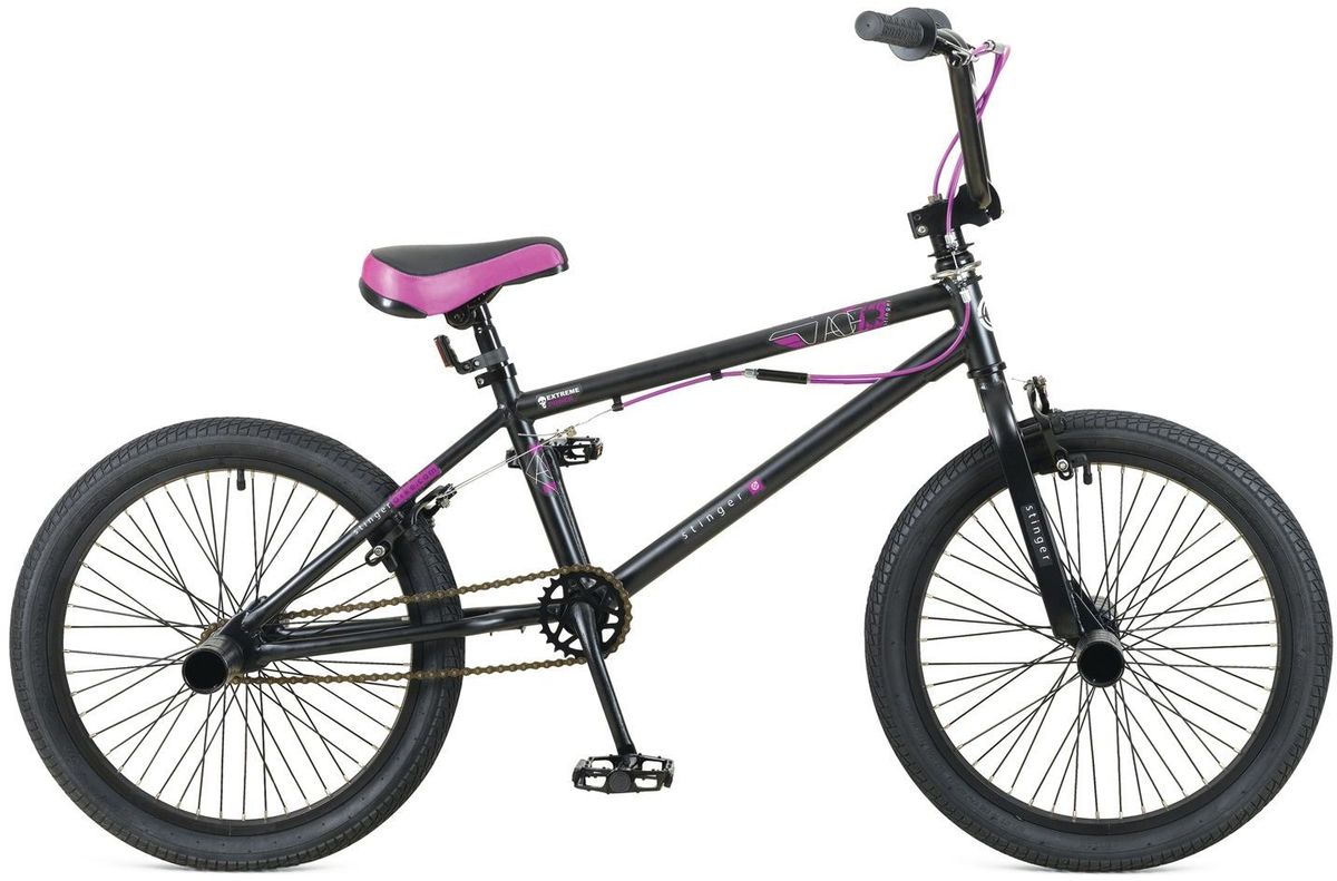 Велосипед Stinger BMX Ace, цвет: черный, 207292 Велосипед Stinger BMX Ace, цвет: черный, 207292BMX ACE – это велосипед предназначенный для выполнения трюков. Его заниженная рама на основе прочной стали и жесткая вилка формируют надежную конструкцию для катания в различных стилях: стрит, парк, флетленд и других. Данная модель оснащена гироротором, благодаря которому, можно осуществлять поворот руля на 360 и более градусов, и надежными тормозами V-brake. BMX ACE отличается своей долговечностью, простотой в обслуживании и универсальностью.