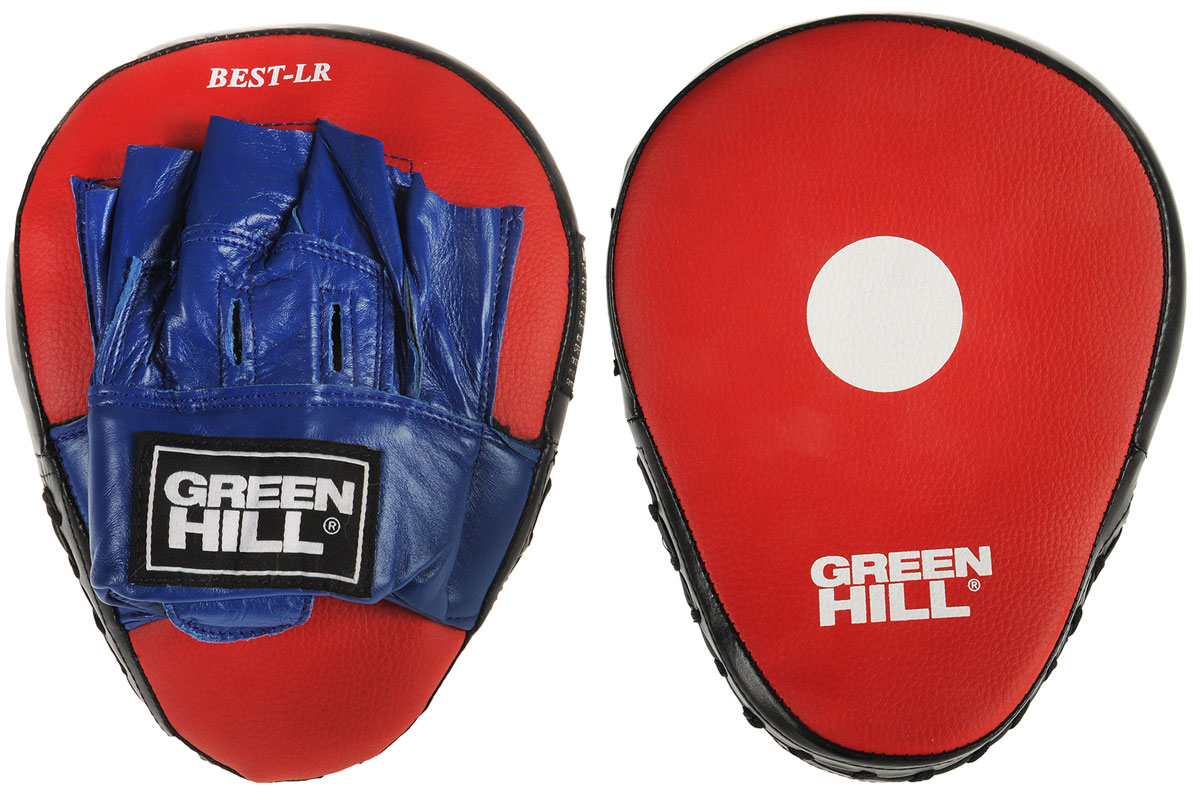 Лапы боксерские Green Hill Best, изогнутые, 2 штadiBAC02 Лапы боксерские Green Hill Best, изогнутые, 2 штadiBAC02Боксерские лапы Green Hill Best имеют специальную изогнутую форму, поэтому прекрасно подходят для отработки точности и скорости ударов под углом, апперкотов. Верх сделан из натуральной кожи, в центре ударной поверхности расположена мишень. Плотный наполнитель обеспечивает отличную фиксацию удара. Лапы удобно сидят на руке, их анатомическая форма позволяет снизить нагрузку во время тренировки. В комплекте 2 лапы. Подходят для всех уровней подготовки. Размер лапы: 20 см х 26 см х 7 см.