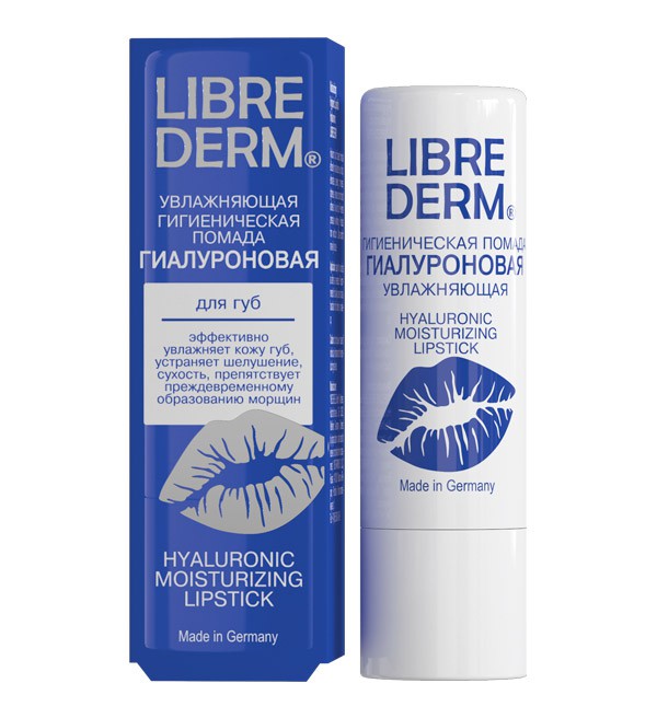 Librederm Гиалуроновая гигиеническая помада увлажняющая 4 гFS-00897 Librederm Гиалуроновая гигиеническая помада увлажняющая 4 гFS-00897Aормула на основе гиалуроновой кислоты эффективно увлажняет кожу губ, устраняет шелушение и сухость, ощущение стянутости, обеспечивает комфорт и мягкость кожи губ ультра-комфортная нежирная текстура препятствует преждевременному образованию морщин сделано в Германии