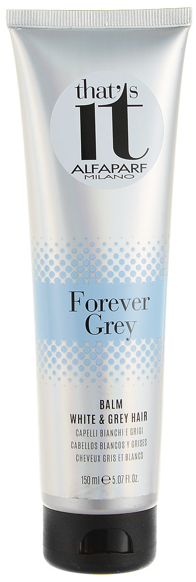 Alfaparf Thats it Forever Grey Balm Бальзам для светлых и седых волос, 150 млFS-36054 Alfaparf Thats it Forever Grey Balm Бальзам для светлых и седых волос, 150 млFS-36054Восстанавливающий бальзам для натуральных и седых, окрашенных и светлых волос. Жемчужные светоотражающие частицы создают безграничную игру цвета, делают волосы максимально блестящими. Входящий в состав шампуня фитокератин увлажняет и защищает волосы, делая их более сильными, мягкими и шелковистыми.Объем: 150 мл