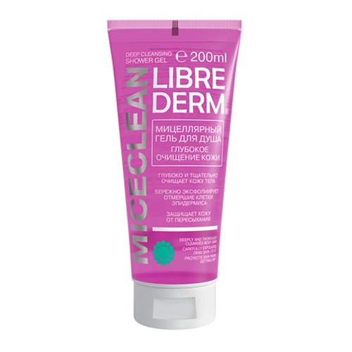 Librederm Мицеллярный гель для душа Глубокое очищение кожи Miceclean 200 мл303942 Librederm Мицеллярный гель для душа Глубокое очищение кожи Miceclean 200 мл303942Глубоко и тщательно очищает кожу тела бережно эксфолиирует отмершие клетки эпидермиса защищает кожу от пересыхания кожа приобретает здоровый цвет и нежность пантенол защищает кожу от пересыхания и стимулирует процесс ее регенерации