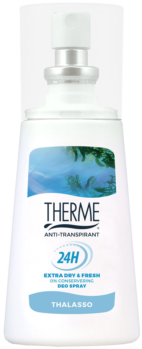 Therme Спрей – антиперспирант Талассо, 75 млMP59.4D Therme Спрей – антиперспирант Талассо, 75 млMP59.4DУстраняет бактерии, поддерживает натуральный PH баланс кожи, не вызывает раздражения. Содержит морские минералы и соли. Подходит для чувствительной кожи. Не содержит красителей, консервантов,фарнезола, фталатов, парабенов. Содержит спирт.