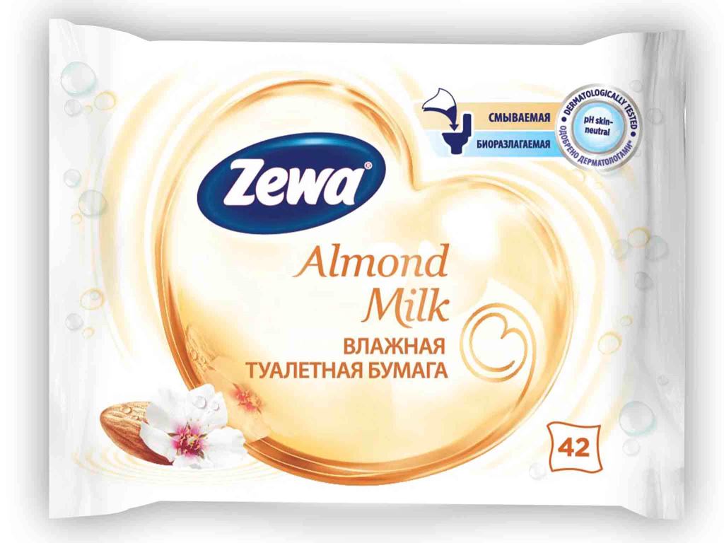 Влажная туалетная бумага Zewa Миндальное молочко, 42 шт787502 Влажная туалетная бумага Zewa Миндальное молочко, 42 шт787502Влажная туалетная бумага Zewa подарит вам ощущение чистоты и свежести. Она обеспечивает мягкое очищение,растворяется в воде и разлагается в природных условиях.Белая влажная туалетная бумага с ароматом миндального молочка42 мягких влажных листка в упаковкеПроизводство: ВеликобританияСмываемая, биоразлагаемая, одобрена дерматологами, PH-нейтральная для кожи