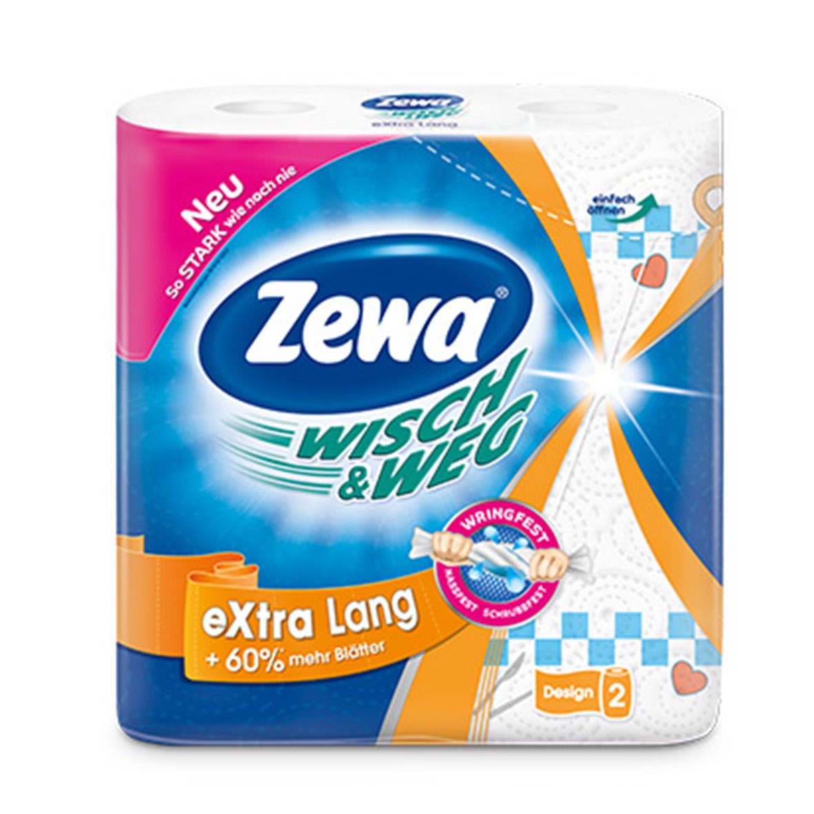 Бумажные полотенца Zewa Wish & Weg, двухслойные, 2 рулона