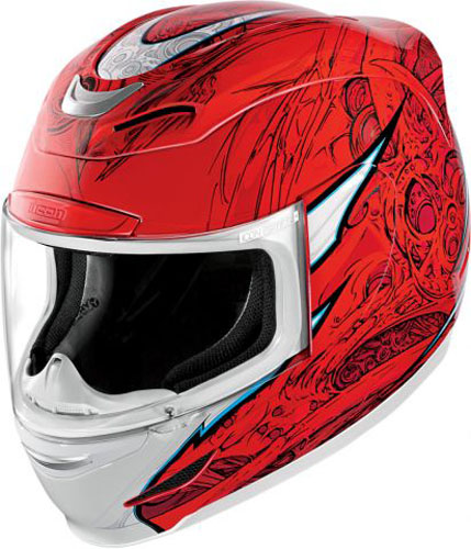 Мотошлем Icon Airmada Sportbike SB1, цвет: красный. 0101. Размер XLone116 Мотошлем Icon Airmada Sportbike SB1, цвет: красный. 0101. Размер XLone116Отличное сочетание функциональности и стиля. Этот шлем прекрасно подойдет как для городской езды, так и для спортивных заездов на треке. За основу взят литойполикарбонатный корпус. С точки зрения аэродинамики, посадки, вентиляции и комфорта – это совершенно новая модель шлема. Вентиляция так же была улучшена. Теперь у нас 7 каналов для впуска свежего воздуха, и 6 портов для выпуска. Как и в предыдущих моделях, мы имеем каналы в ротовой области, а так же два боковых порта, которые регулируются в нескольких положениях с внутренней стороны шлема. Выше имеется десятимиллиметровый двойной канал, который, как и прежде удобно контролировать – в закрытом или открытом положении. И одна из новинок находится поблизости – двойной регулировочный порт, который в дополнение ко всем предыдущим, направляет потоки свежего непосредственно на лобную часть водителя. Соответственно, горячий воздух выходит через задние порты - два сверху, два по бокам и два с нижней стороны. Еще одним нововведением является - специально разработанный для линейки «Airmada» визор «Optics». Он стал несколько больше чем предшественники, имеет специальное покрытие от запотевания, гибкий и прочный – и что интересно – такой визор дает вам угол обзора на пять градусов больше, чем в предыдущих моделях. Здесь присутствует «Pro - Lock» защита от открывания. И еще одним большим плюсом является то, что визор стало намного легче снимать. Все что нужно – это поднять его до предела, нажать на боковые фиксаторы, и визор без проблем отсоединяется. Чтобы одеть его обратно, вставить визор до щелчка – и закрыть шлем. По сравнению с предыдущими моделями – замена визора теперь становится делом на пару секунд. Все внутренние подушки впитывают влагу, легко снимаются для стирки и устанавливаются аналогичным образом. Используется самая надежная система фиксации – D-образная кольцо-застежка, чтобы шлем ни при каких обстоятельствах не отстегнулся. Съемный дефлектор дыхания помогает предотвратить запотевание.