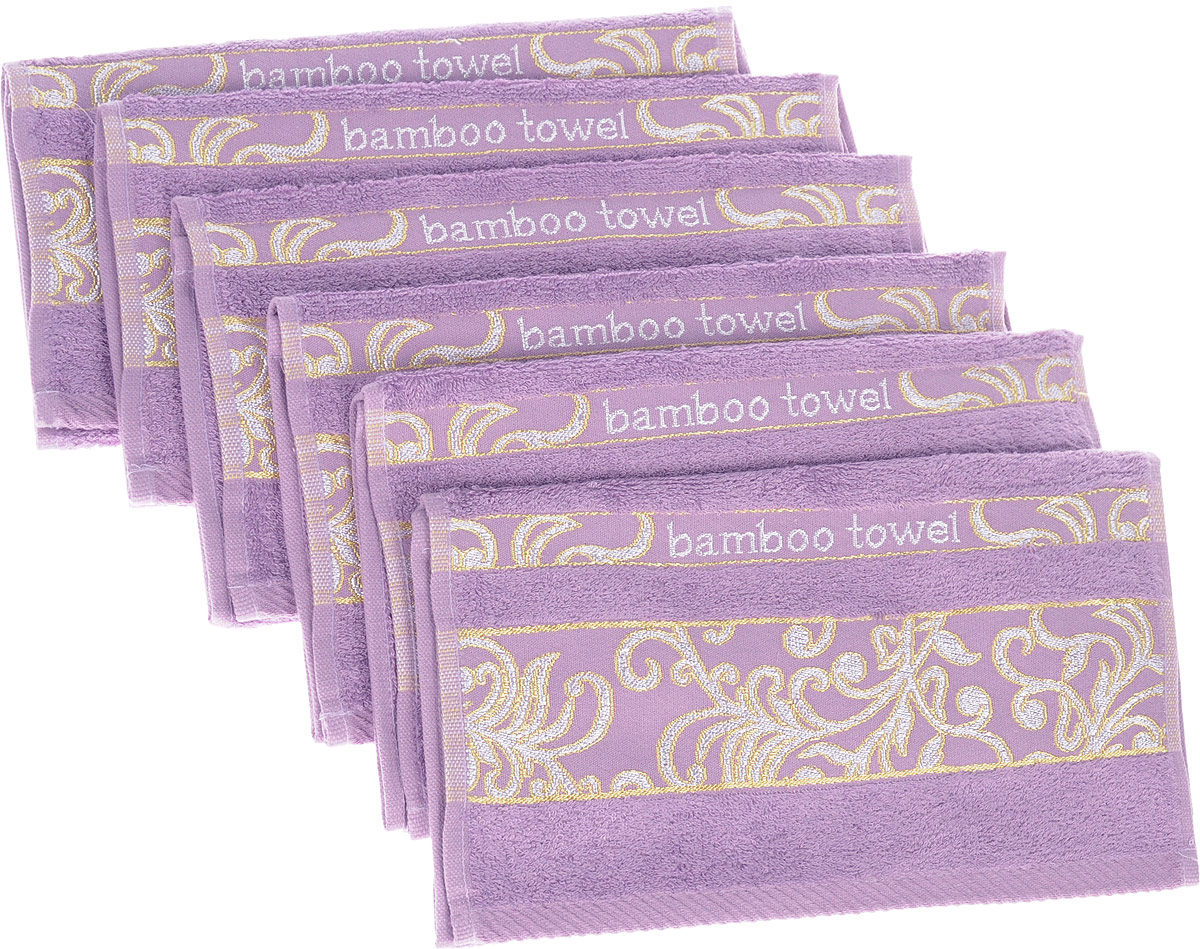Набор полотенец Brielle Bamboo. Jacquard, цвет: лиловый, 30 х 50 см, 6 шт12723 Набор полотенец Brielle Bamboo. Jacquard, цвет: лиловый, 30 х 50 см, 6 шт12723Набор Brielle Bamboo. Jacquard состоит из шести полотенец, выполненных из бамбука с содержанием хлопка. Изделия очень мягкие, они отлично впитывают влагу, быстро сохнут, сохраняют яркость цвета и не теряют формы даже после многократных стирок. Одна из боковых сторон оформлена оригинальным узором и надписью. Полотенца Brielle Bamboo. Jacquard очень практичны и неприхотливы в уходе. Такой набор послужит приятным подарком.