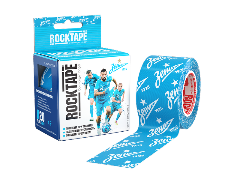 Кинезиотейп Rocktape H2O, 5 см х 5 м. 1103-008WRA523700 Кинезиотейп Rocktape H2O, 5 см х 5 м. 1103-008WRA523700Лимитированная серия тейпов RockTape H2O специально для фанатов ФК Зенит!На тренировках, в офисе или в обычной жизни каждый имеет право на самовыражение.Мы в RockTape ценим ваши увлечения и желание поддержать любимую команду сине-бело-голубых всегда и везде.Специально для фанатов и всех сопричастных к ним мы подготовили лимитированную серию самых выносливых тейпов RockTape H2O, что бы вы оставались сильными и выносливыми дольше.Состав тейпа:Материал: 97% хлопок, 3% нейлонОсобо стойкая гипоаллергенная клеевая основаЭластичность: 180-190% (!)Супер водостойкийНосится, не теряя свойств до 5 днейПроизводство: США/КореяОтличительной особенностью тейпов RockTap H2O является повышенная выносливость к внешним факторам за счет чего тейп держится дальше, при этом не теряя свои свойства и продолжая поддерживать спортсмена в течение нескольких дней и в любых условиях!