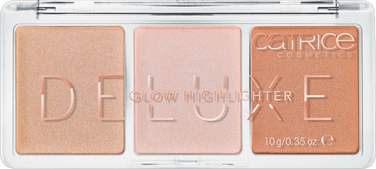 Catrice Хайлайтер 3 В 1 Deluxe Glow Highlighter 010 The Glowrious Three, 10 гр29101332055 Catrice Хайлайтер 3 В 1 Deluxe Glow Highlighter 010 The Glowrious Three, 10 гр29101332055Три различных оттенка хайлайтера – шампанское, розовое вино и бронза, – собранные в единой палетке, помогут придать коже естественное сияние. Ультра-легкая пудровая текстура новинки насыщена мельчайшими шиммерными частицами, превосходно отражающими свет. Приятное дополнение – формула хайлайтера обогащена ухаживающими компонентами: витамином Е и маслом жожоба.